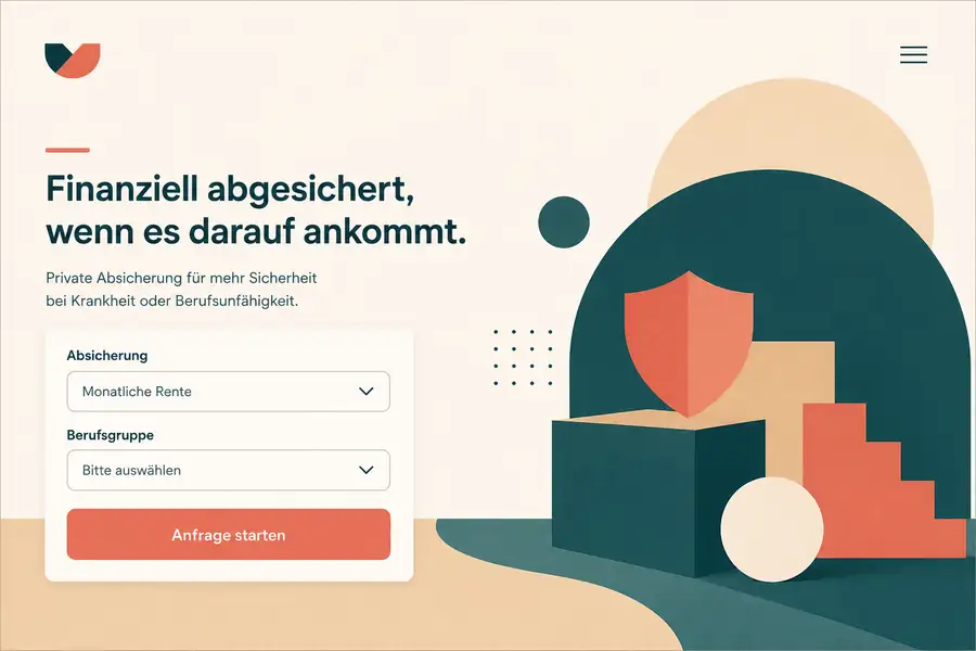 Neutrales Beispiel eines vereinfachten Onlineformulars zur Arbeitskraftabsicherung