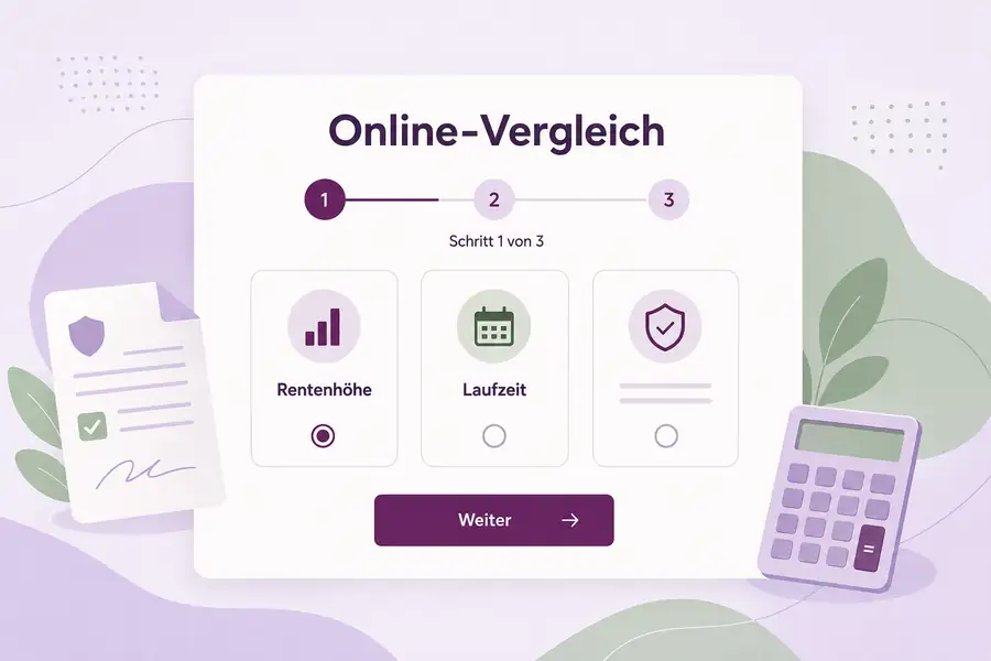 Neutrales Beispiel einer mehrstufigen Online-Vergleichsstrecke